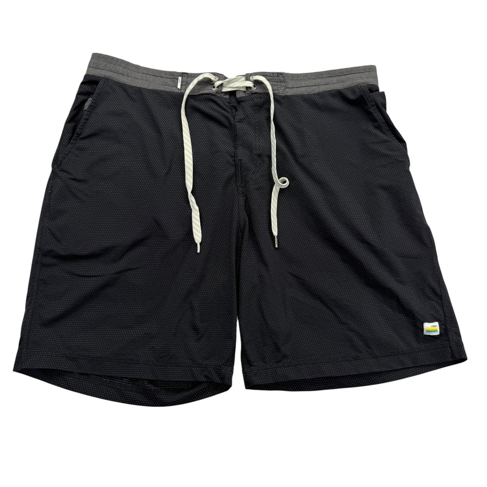 Vuori Board Shorts Mens 34 Black Pinstripe Swim Trunks Drawstring Pockets